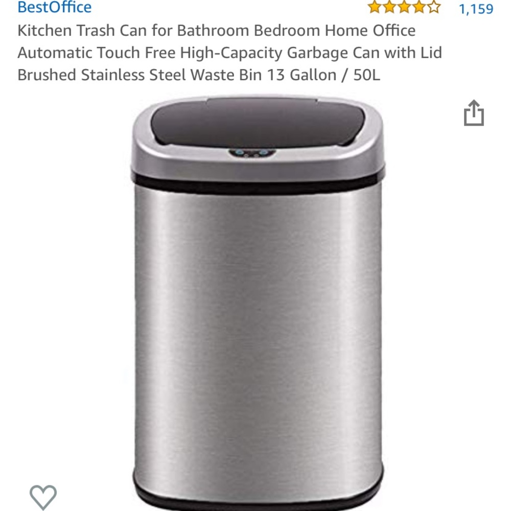 Stainless steel, 13 gallon, motion sensor trashcan